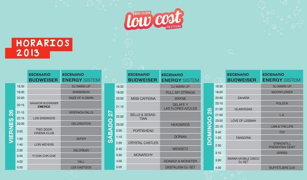 Horarios Low Cost 2013