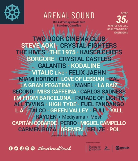 Arenal  Sound 2016 Cartel
