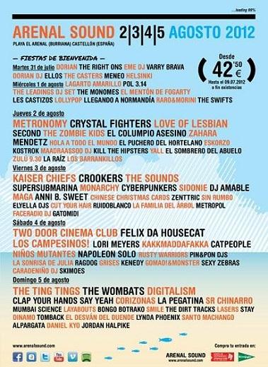 Arenal Sound 2012 Cartel Completo