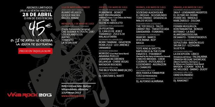 Vina Rock 2013 Cartel Completo